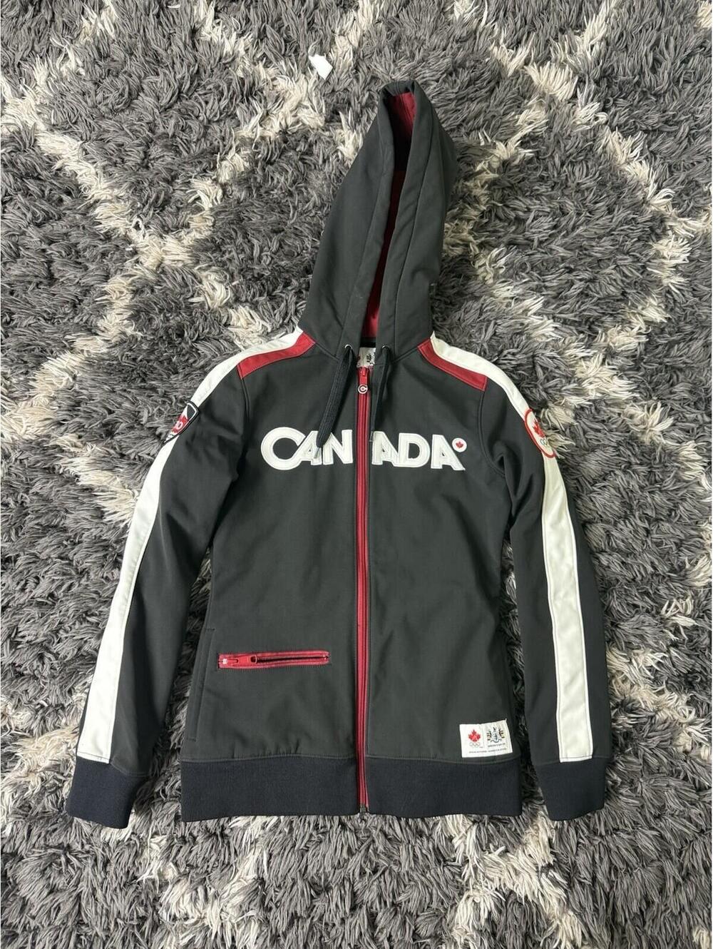 Hudson’s Bay Canada Olympics Windbreaker Jacket Women’s XS Black Full Zip